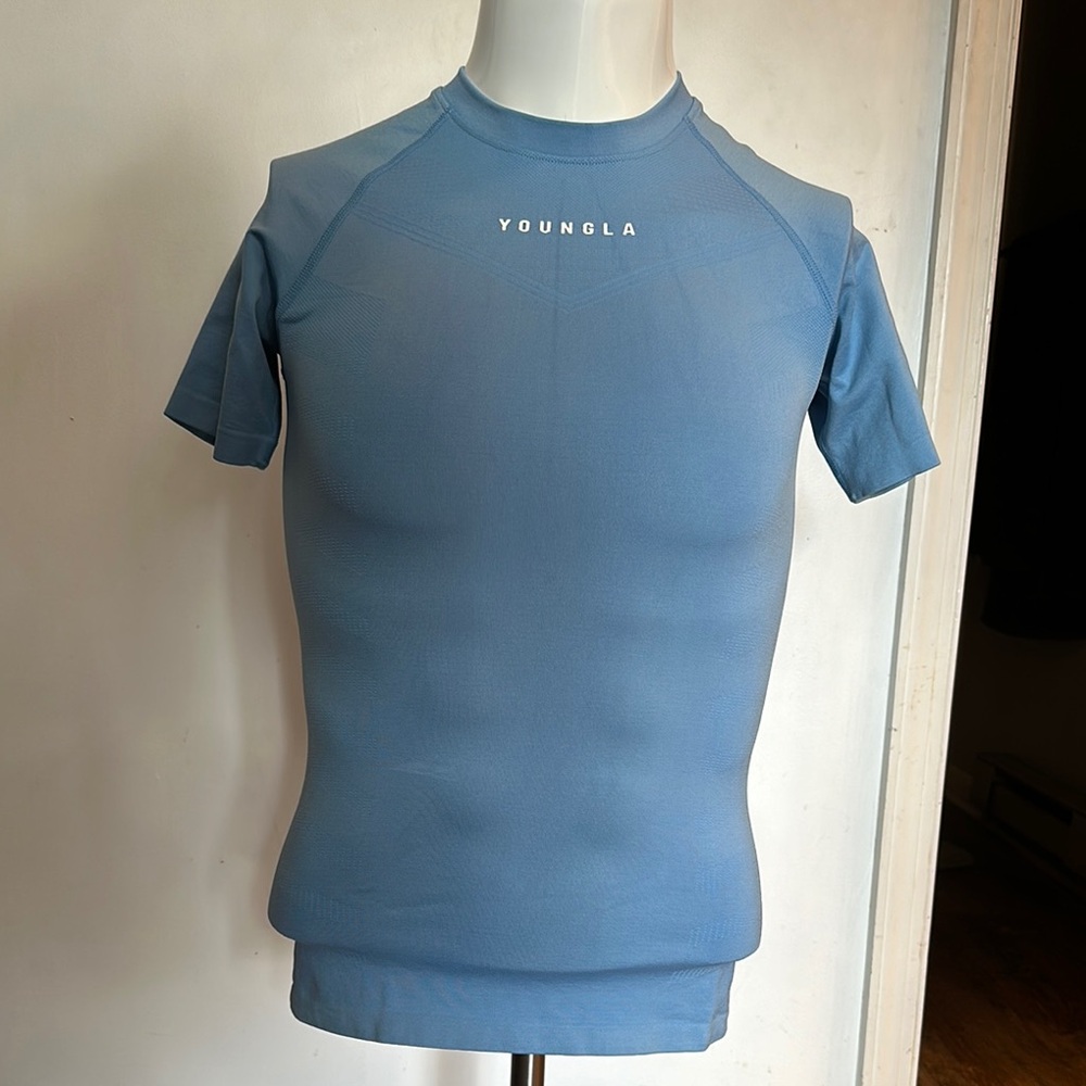 YoungLA Men's Blue compression Shirt